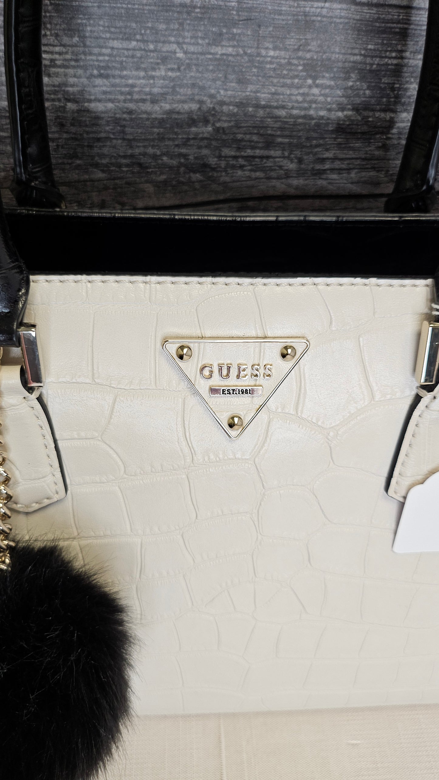 Guess Black/Cream Croc Bag 24x31x15cm