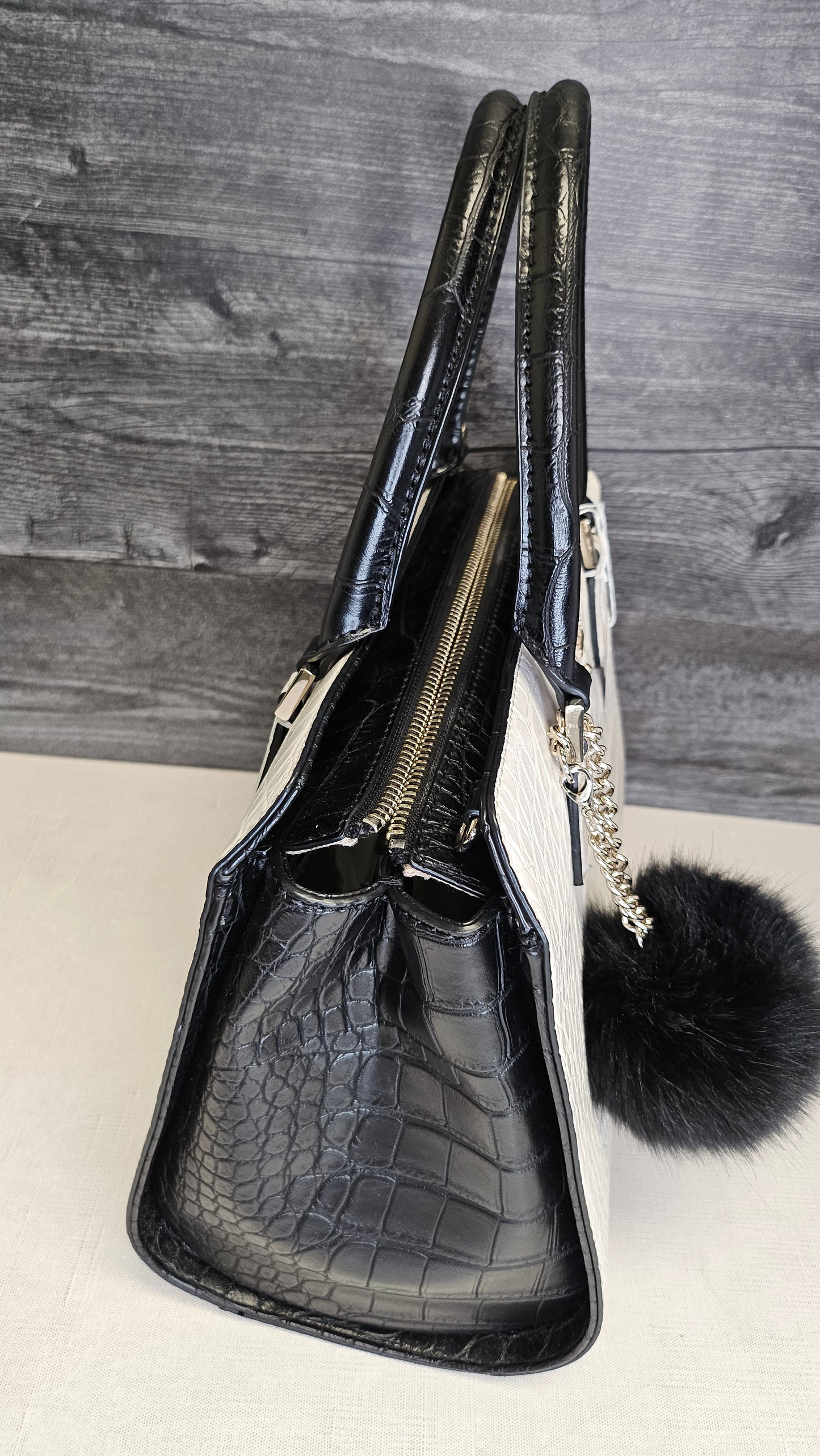 Guess Black/Cream Croc Bag 24x31x15cm