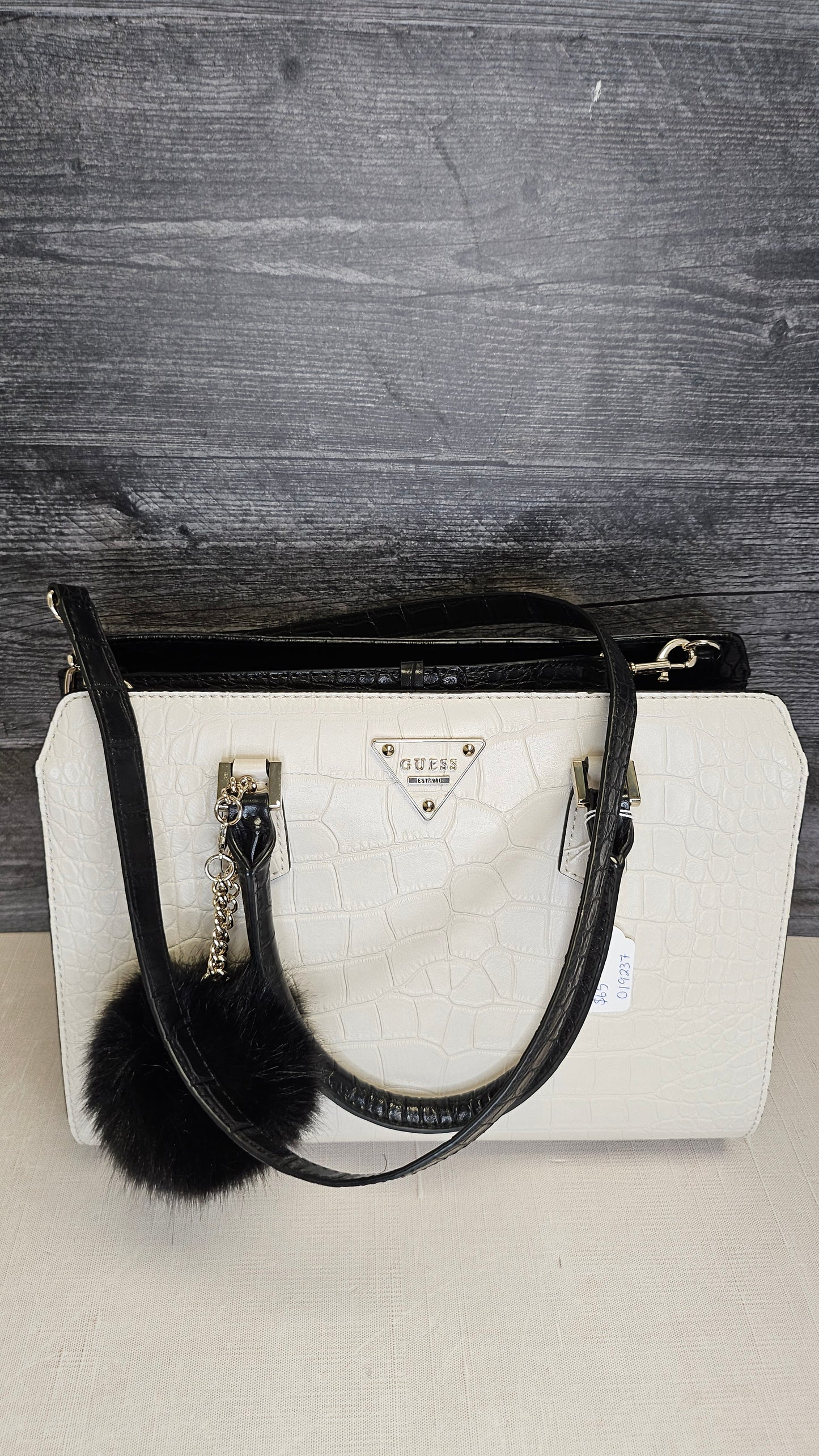 Guess Black/Cream Croc Bag 24x31x15cm