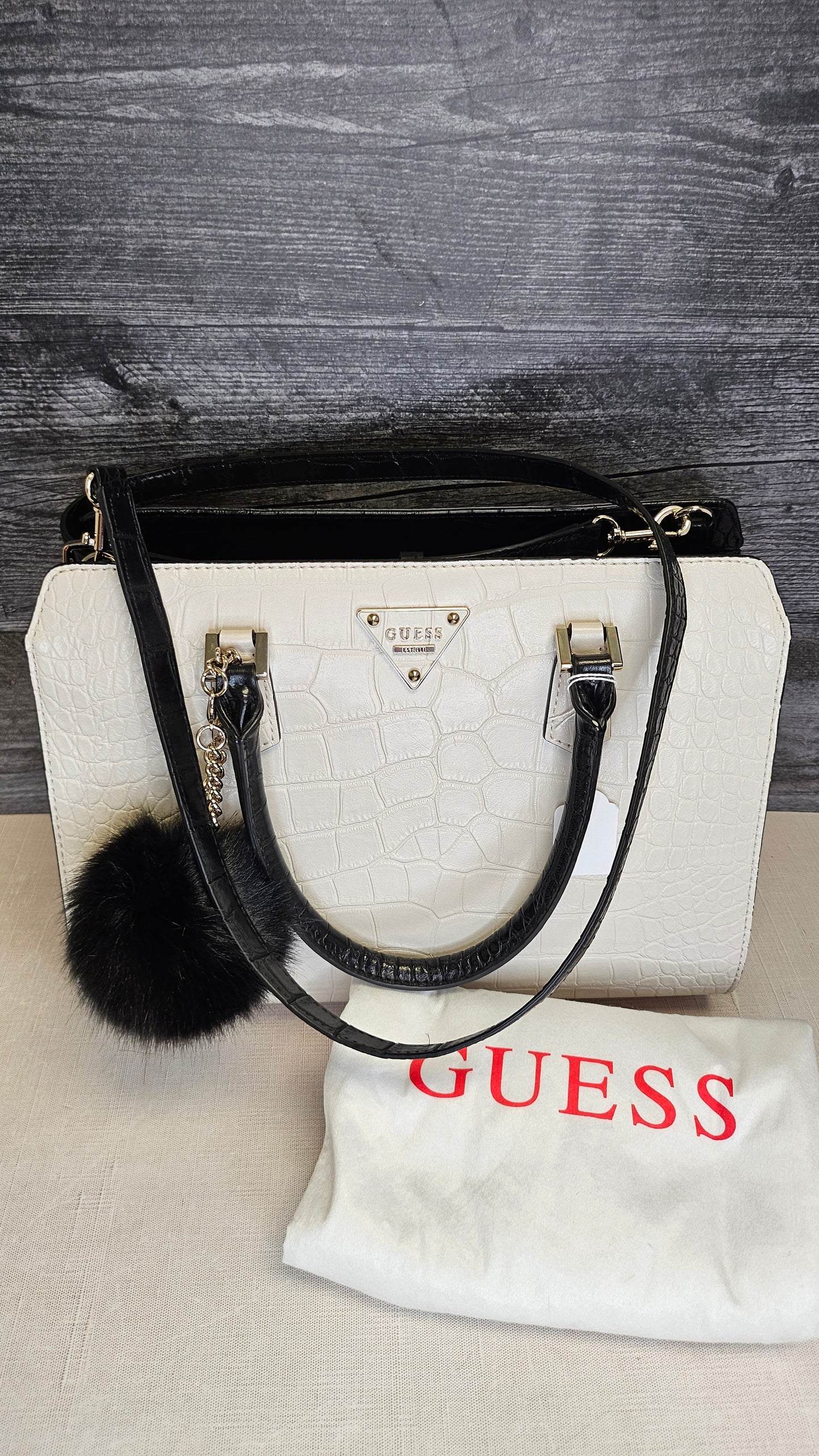 Guess Black/Cream Croc Bag 24x31x15cm