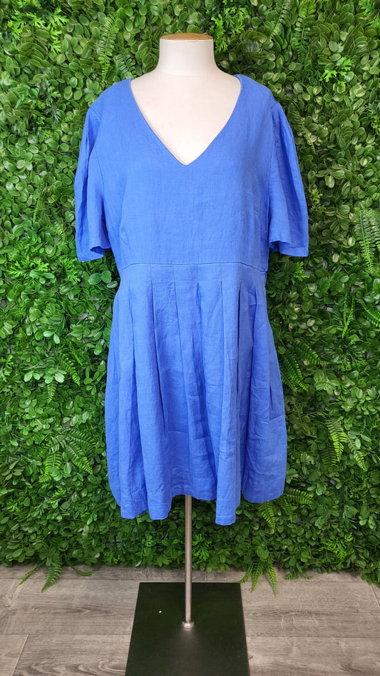 Max Azure Blue Linen Shift Dress (16)