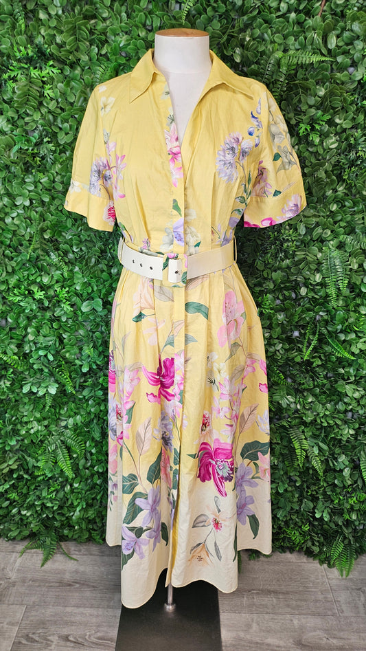 Zara Yellow Floral Shirt Dress BNWT (8)
