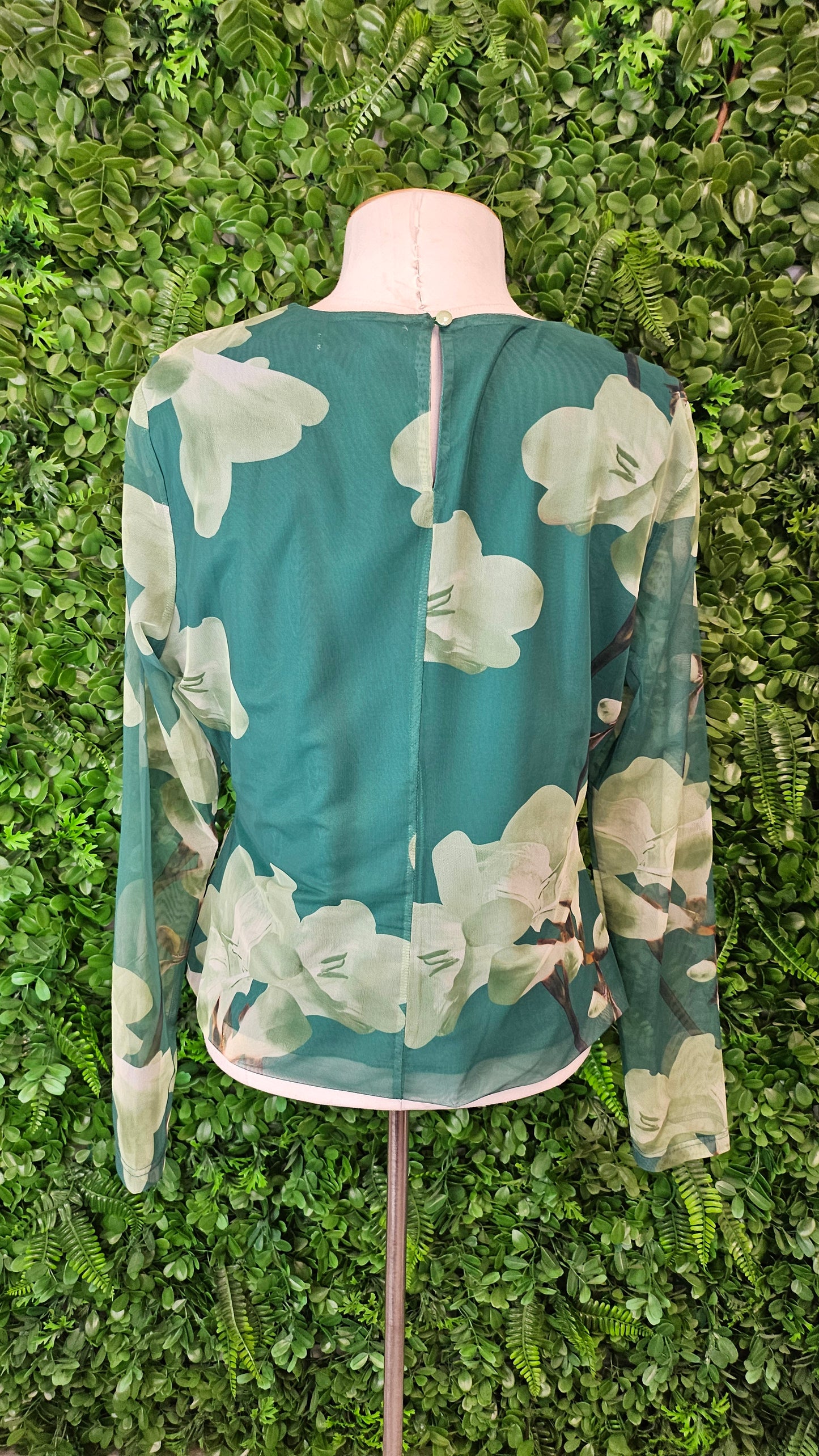 Stories Be Told Green Floral Mesh Top (14)