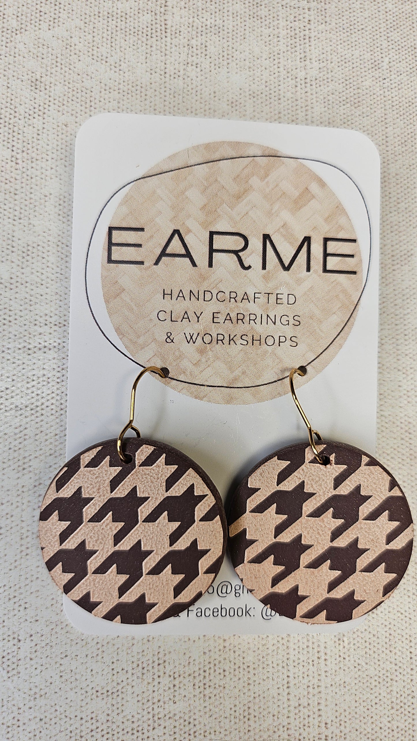 Earme Brown Houndstooth Earring BNWT