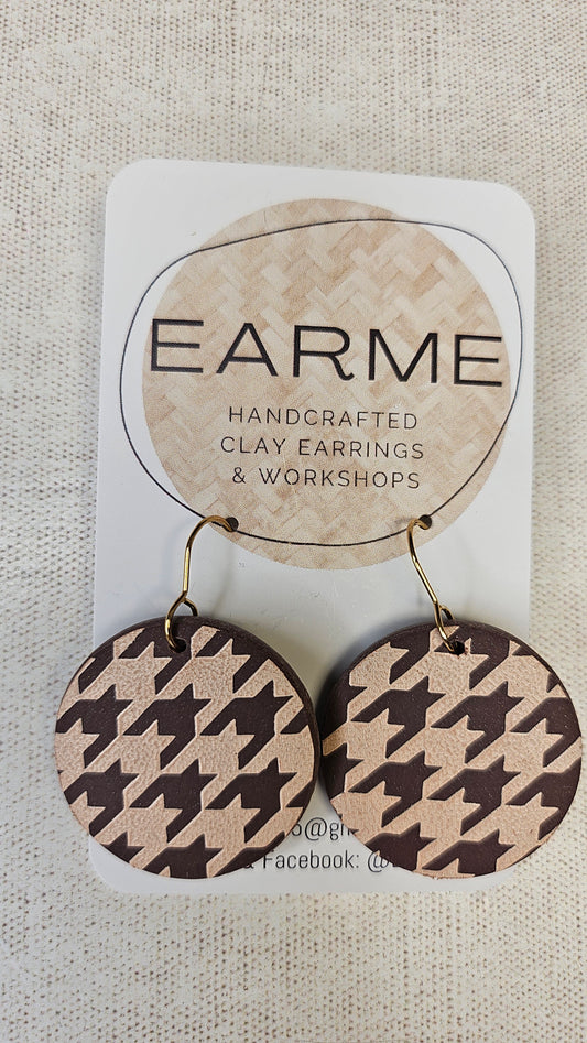 Earme Brown Houndstooth Earring BNWT