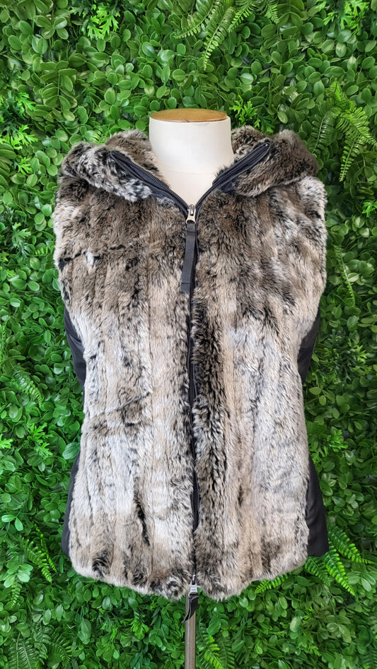 Chelsea Charcoal/Brown Faux Fur Vest (10)