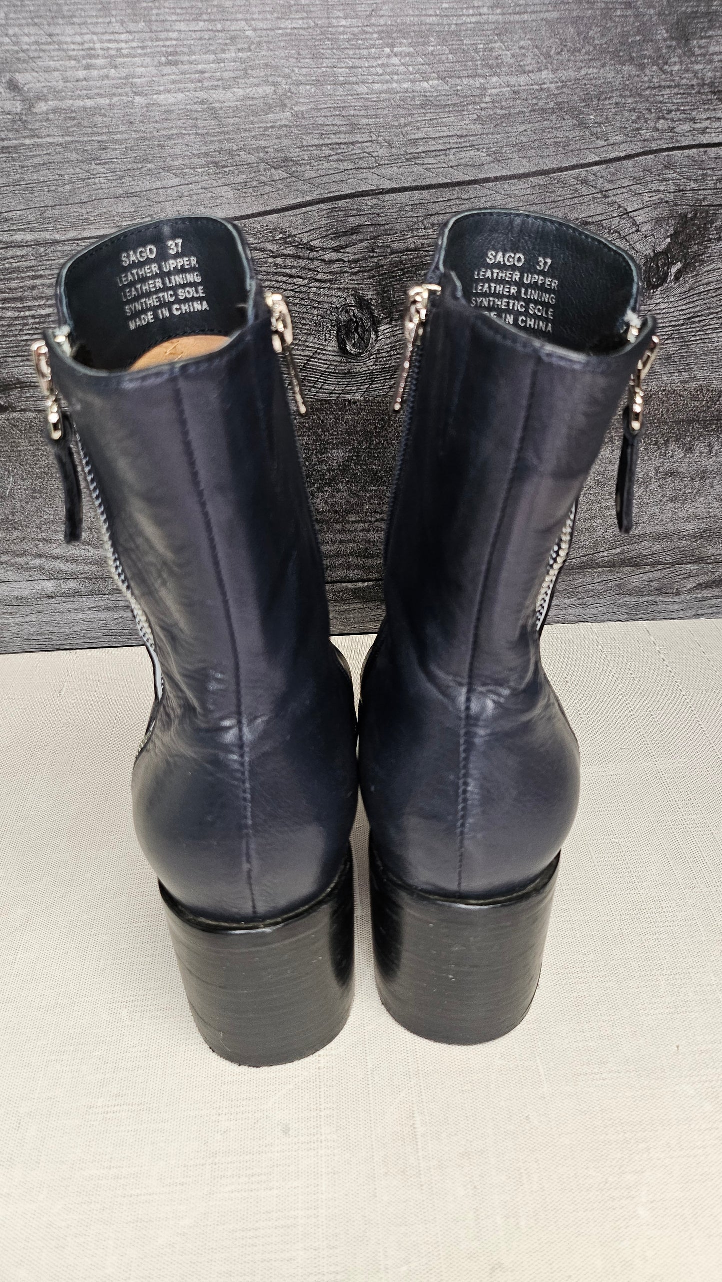 Bresley Navy Leather Boot (37)