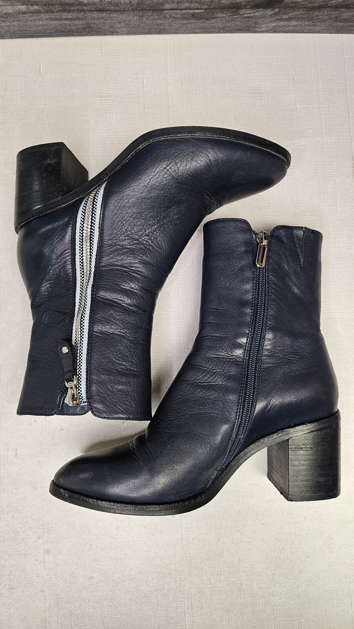 Bresley Navy Leather Boot (37)
