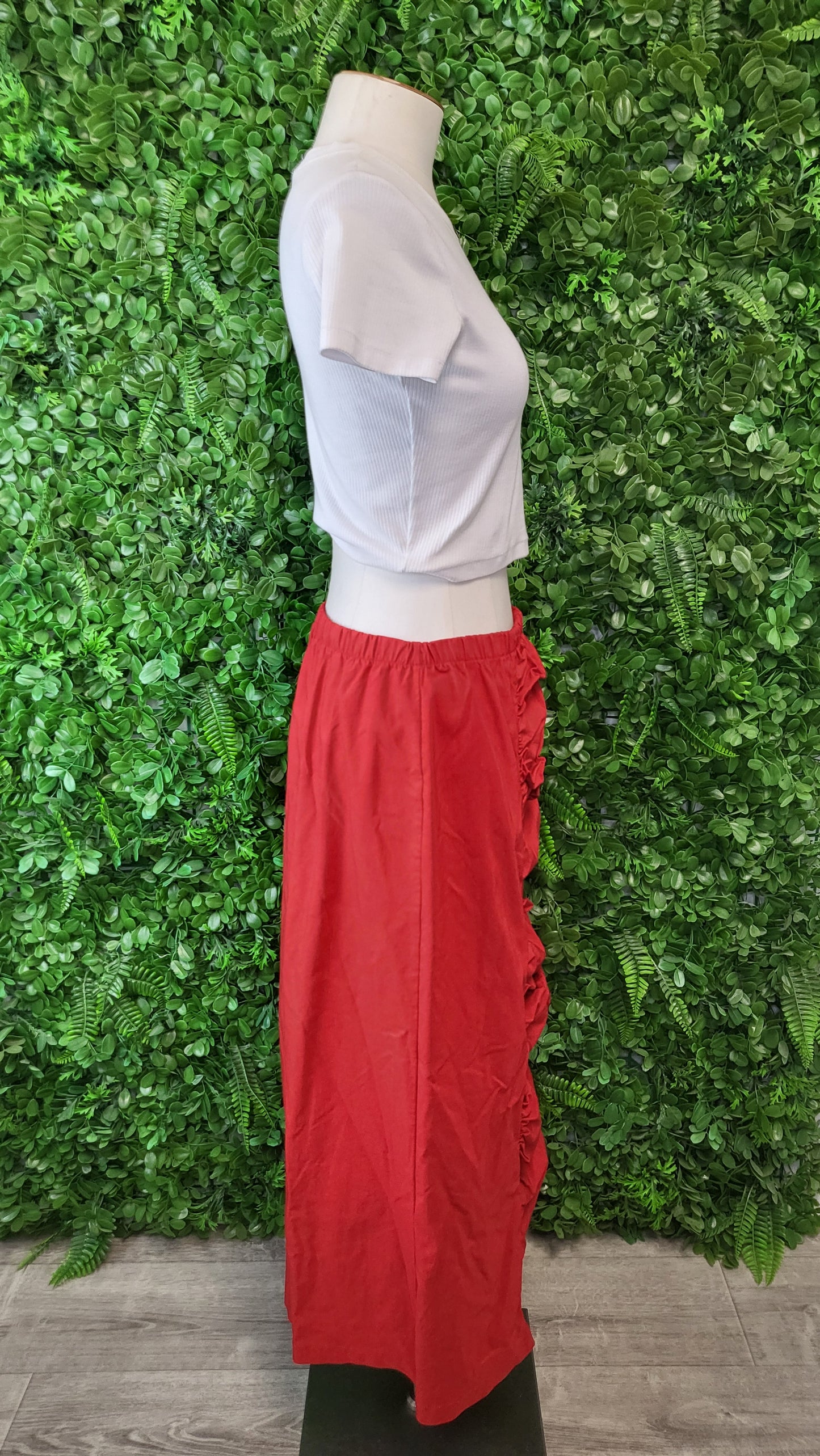 Poppies Collection Red Ruched Skirt (18)