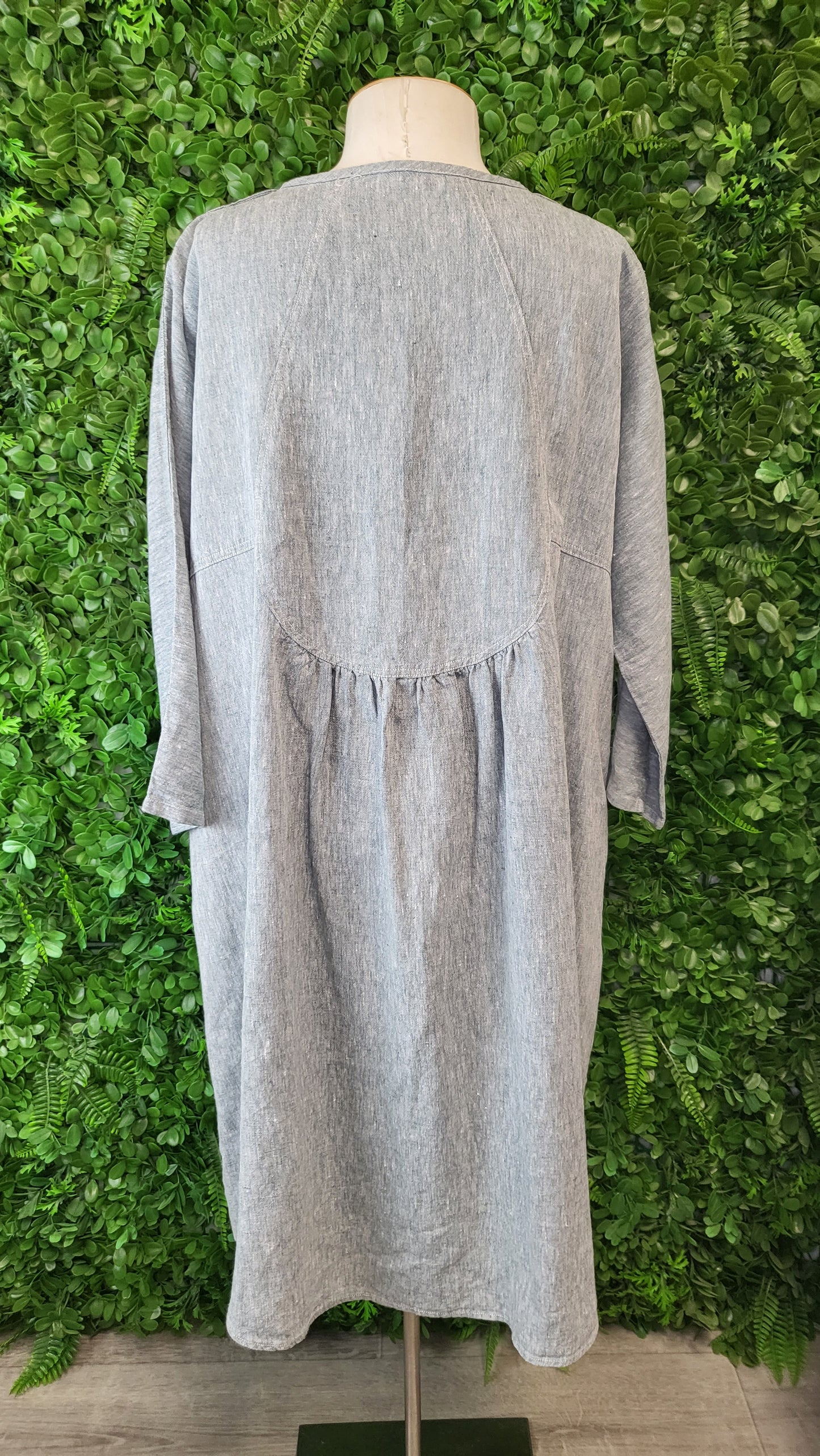 Evas Sunday Green Linen Dress (12-14)