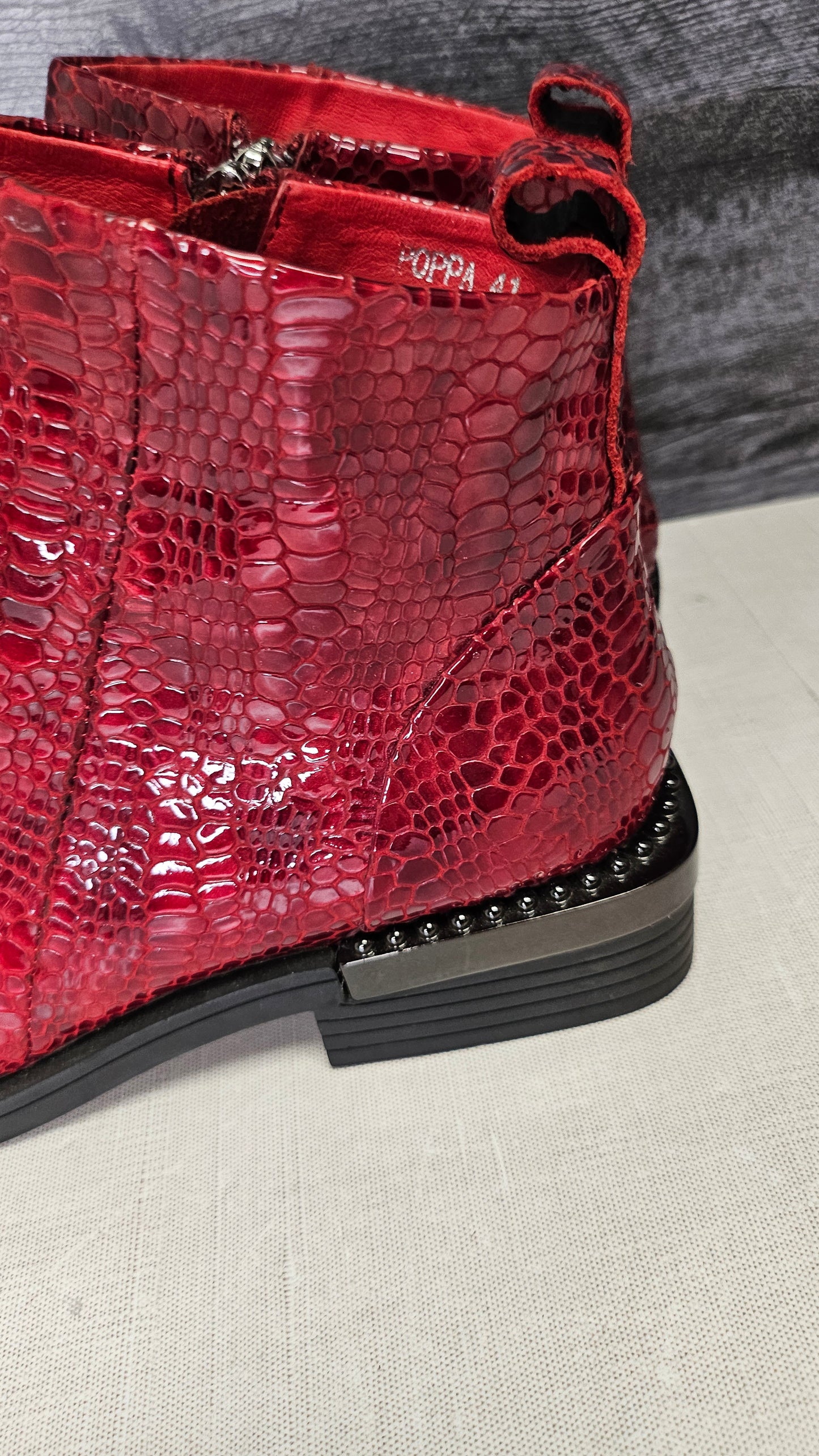 Minx Red Faux Croc Ankle Boot (41)