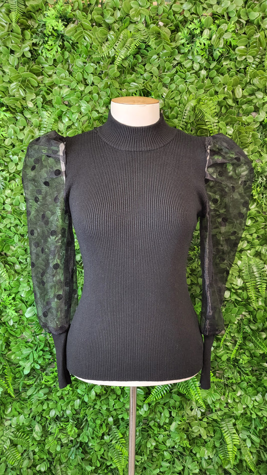 SHK Paris Black Sheer Sleeve Knit (8)