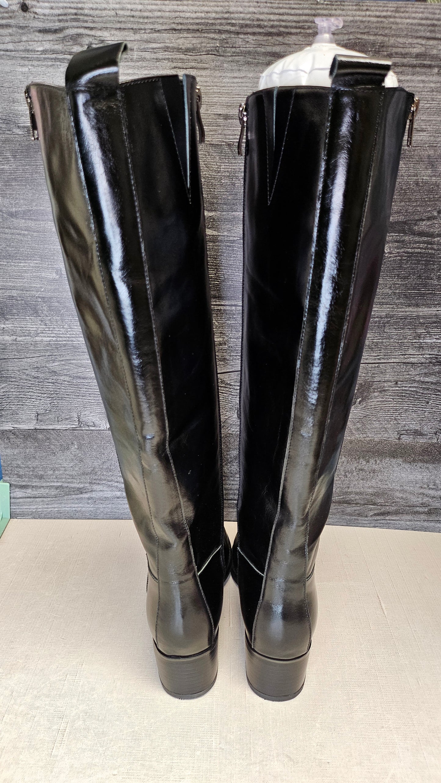 Oli Black Leather Kneehighs NEW (40)