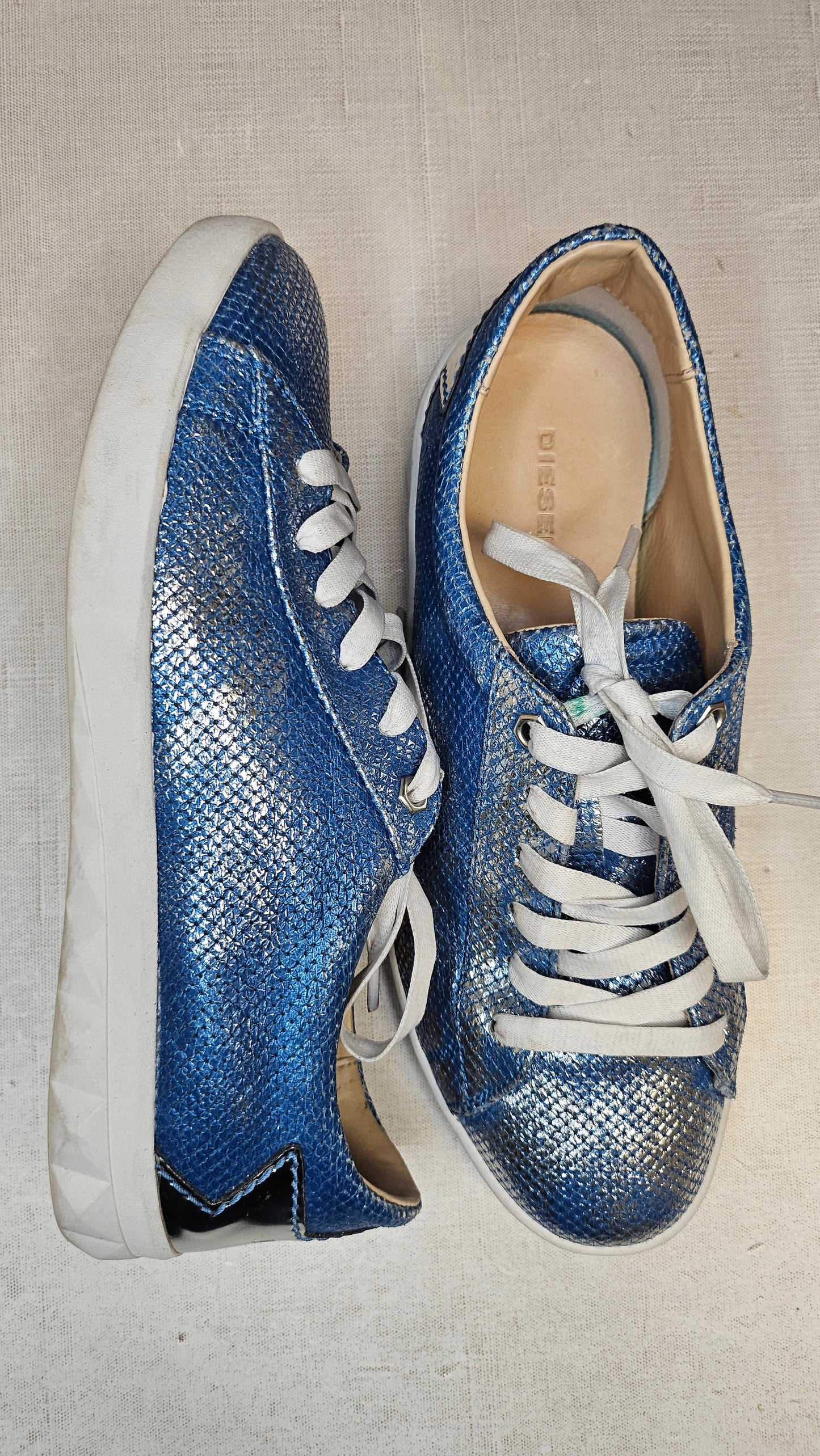 Diesel Blue Metallic Sneakers (39)
