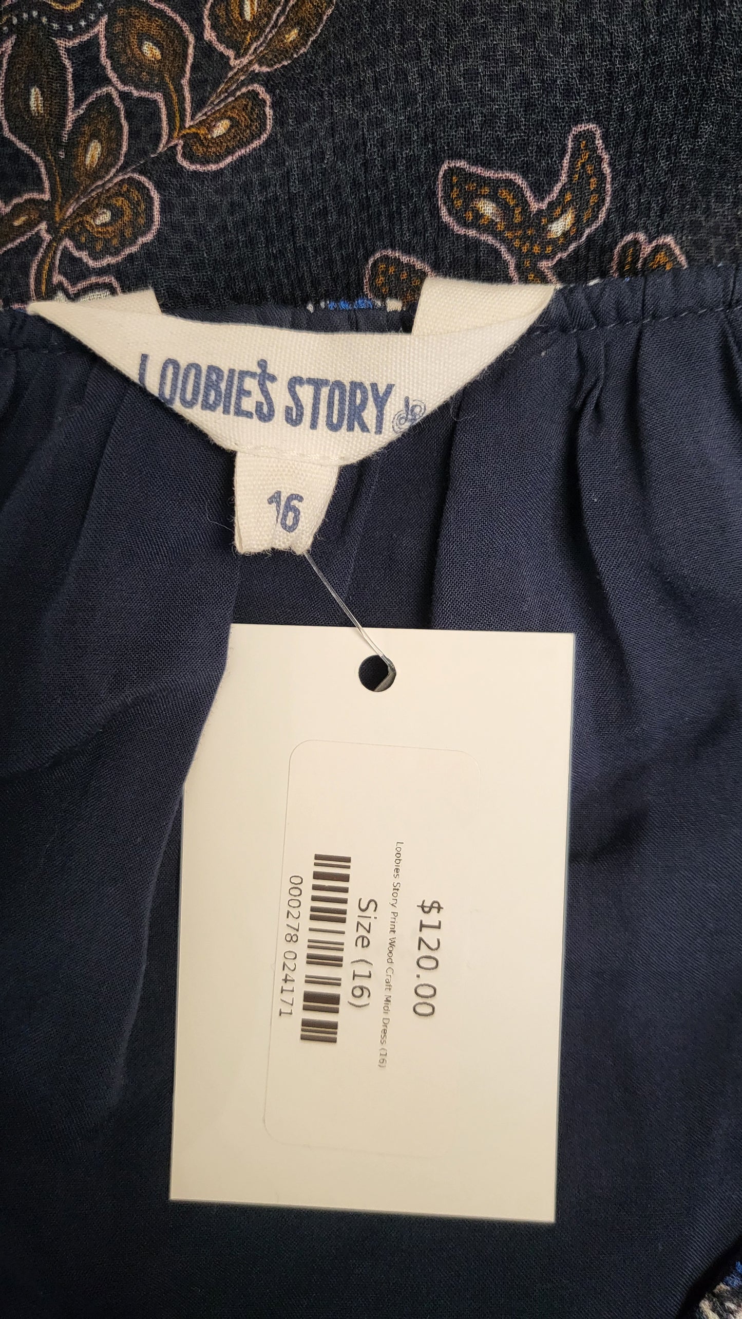 Loobies Story Print Wood Craft Midi Dress (16)
