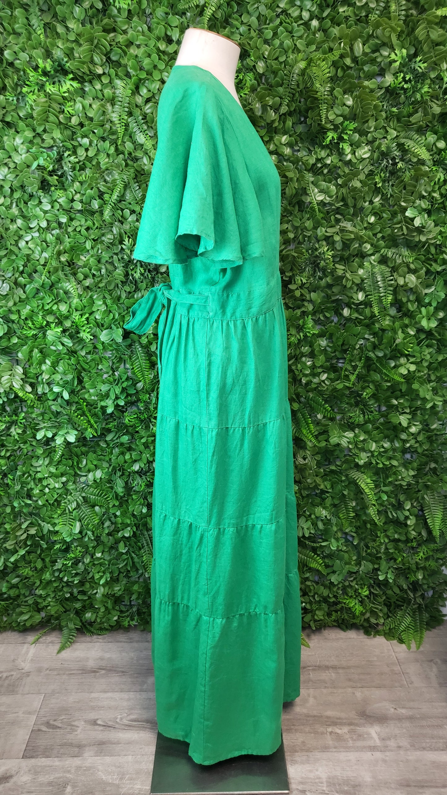 Eb & Ive Green Linen Wrap Dress (12)