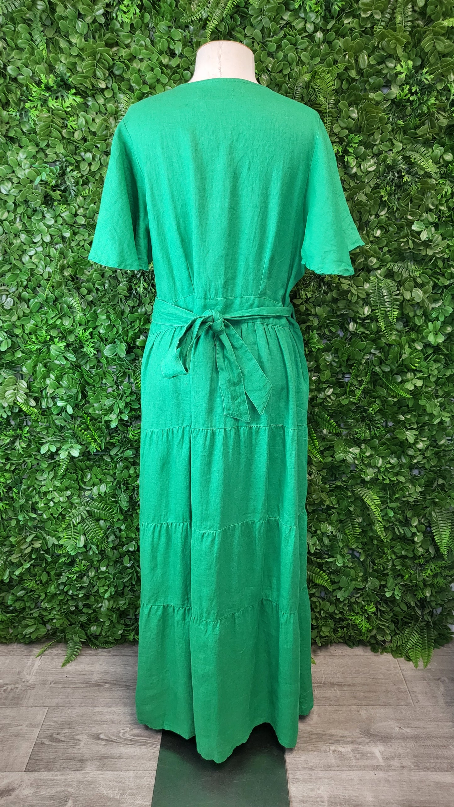 Eb & Ive Green Linen Wrap Dress (12)
