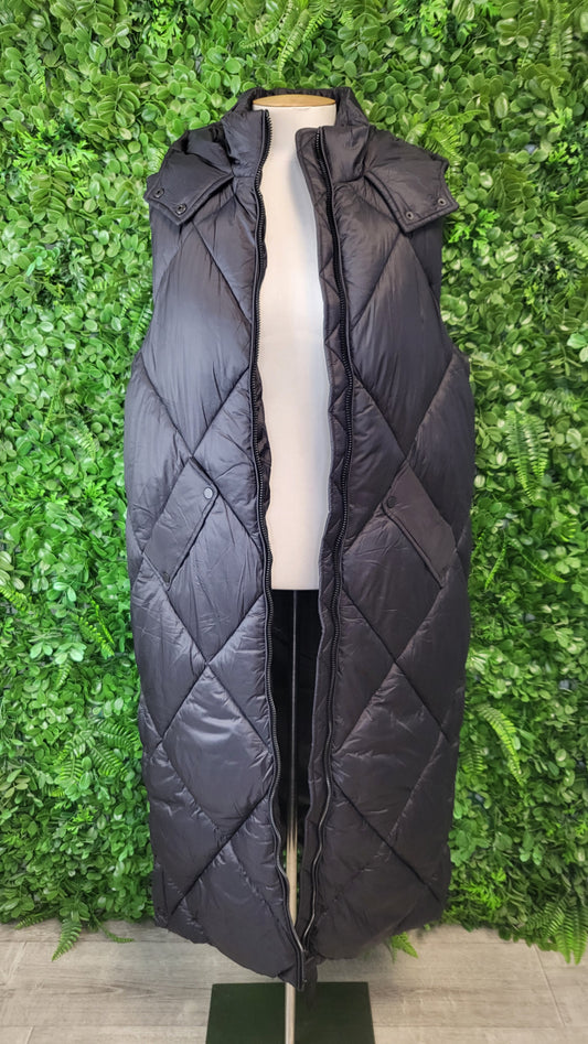 Active Black Longline Puffer Vest (10-12)