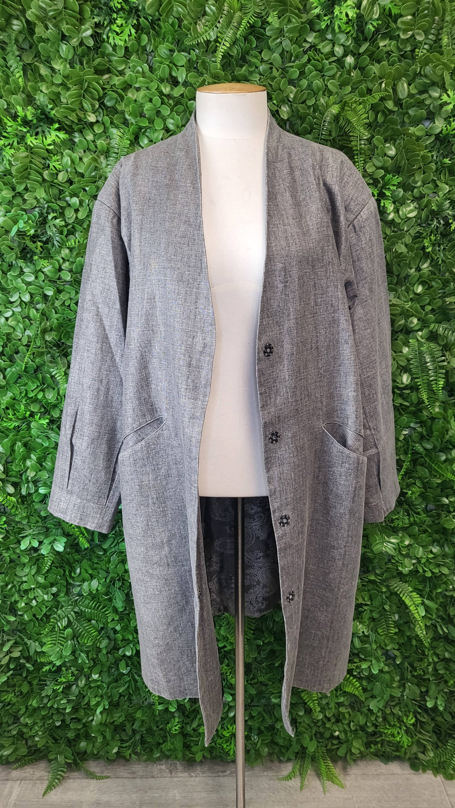 Nicola Screen Grey Linen Trench Coat (14-16)