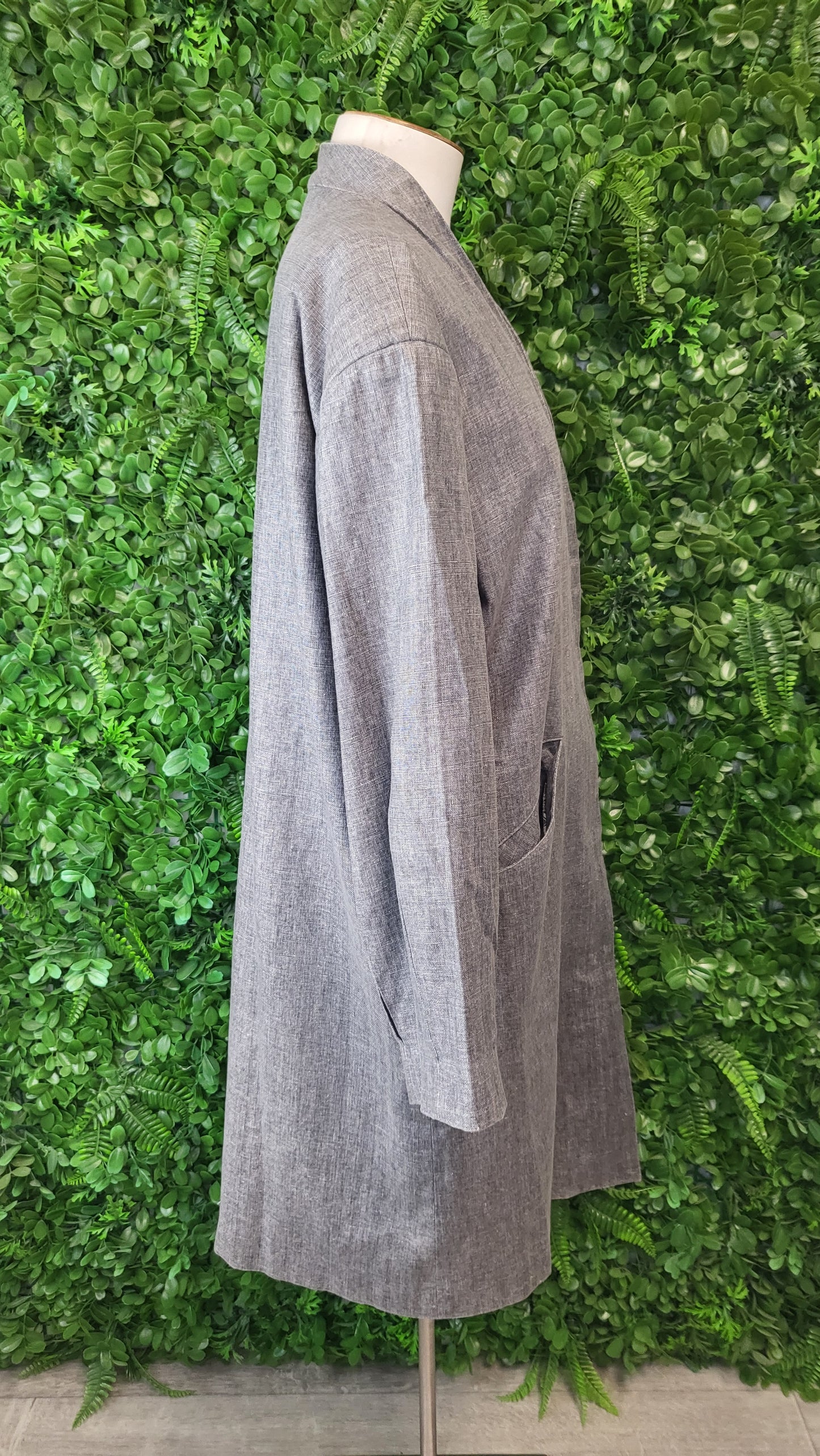Nicola Screen Grey Linen Trench Coat (14-16)