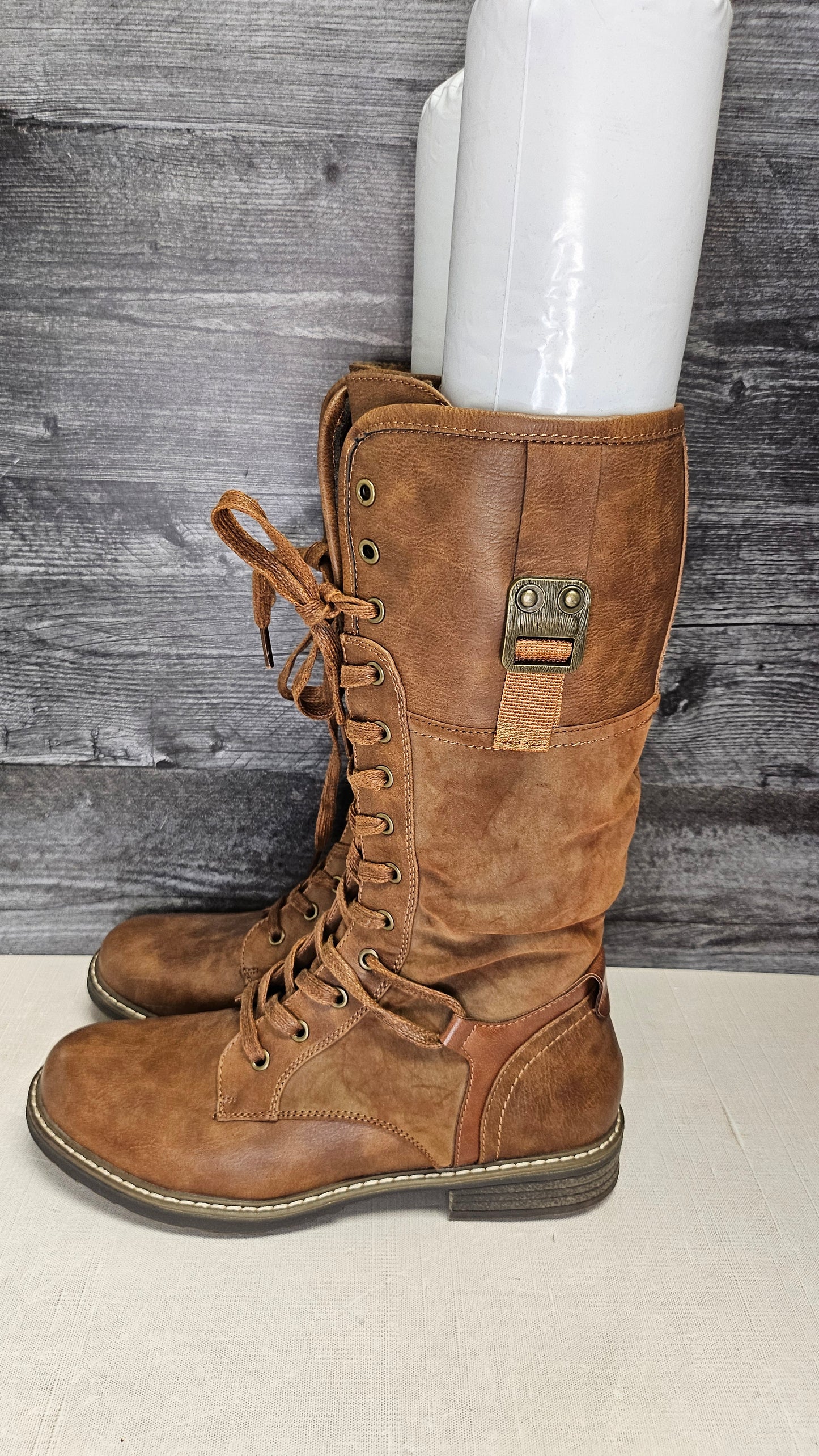 Maher Tan Long Lace Up Boot (40)
