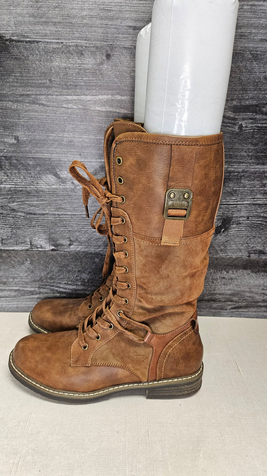 Maher Tan Long Lace Up Boot (40)