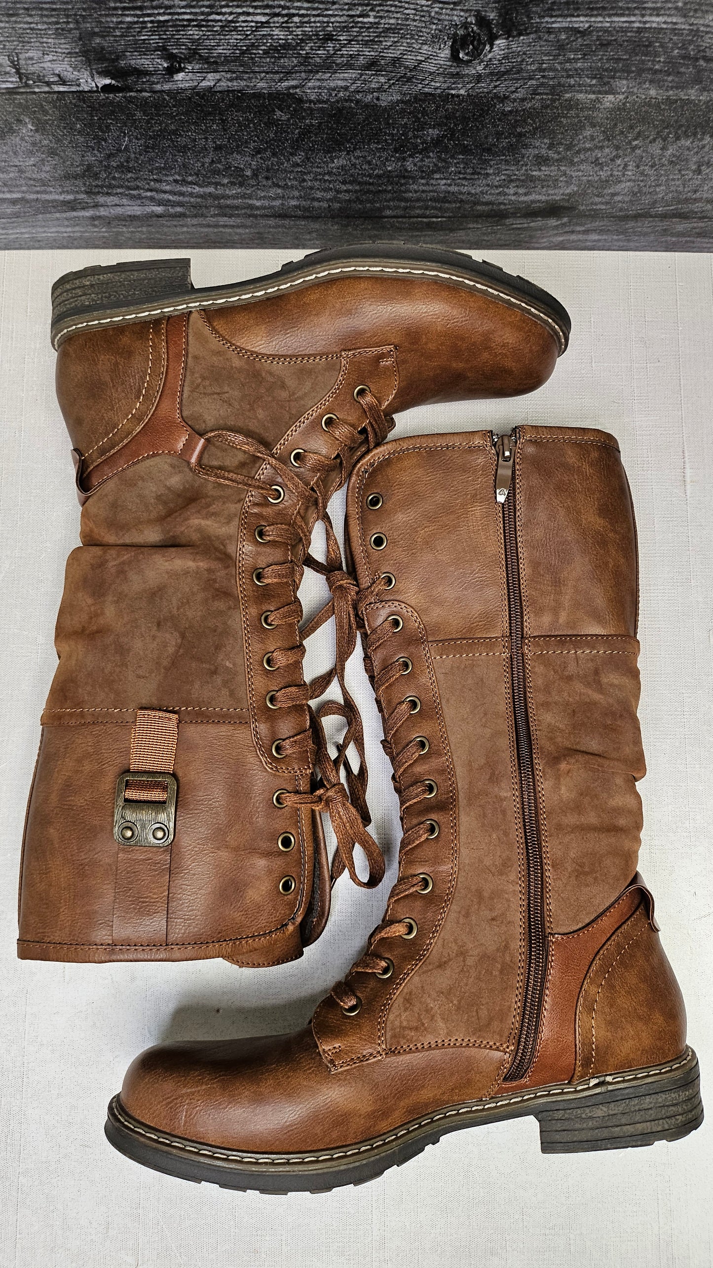 Maher Tan Long Lace Up Boot (40)