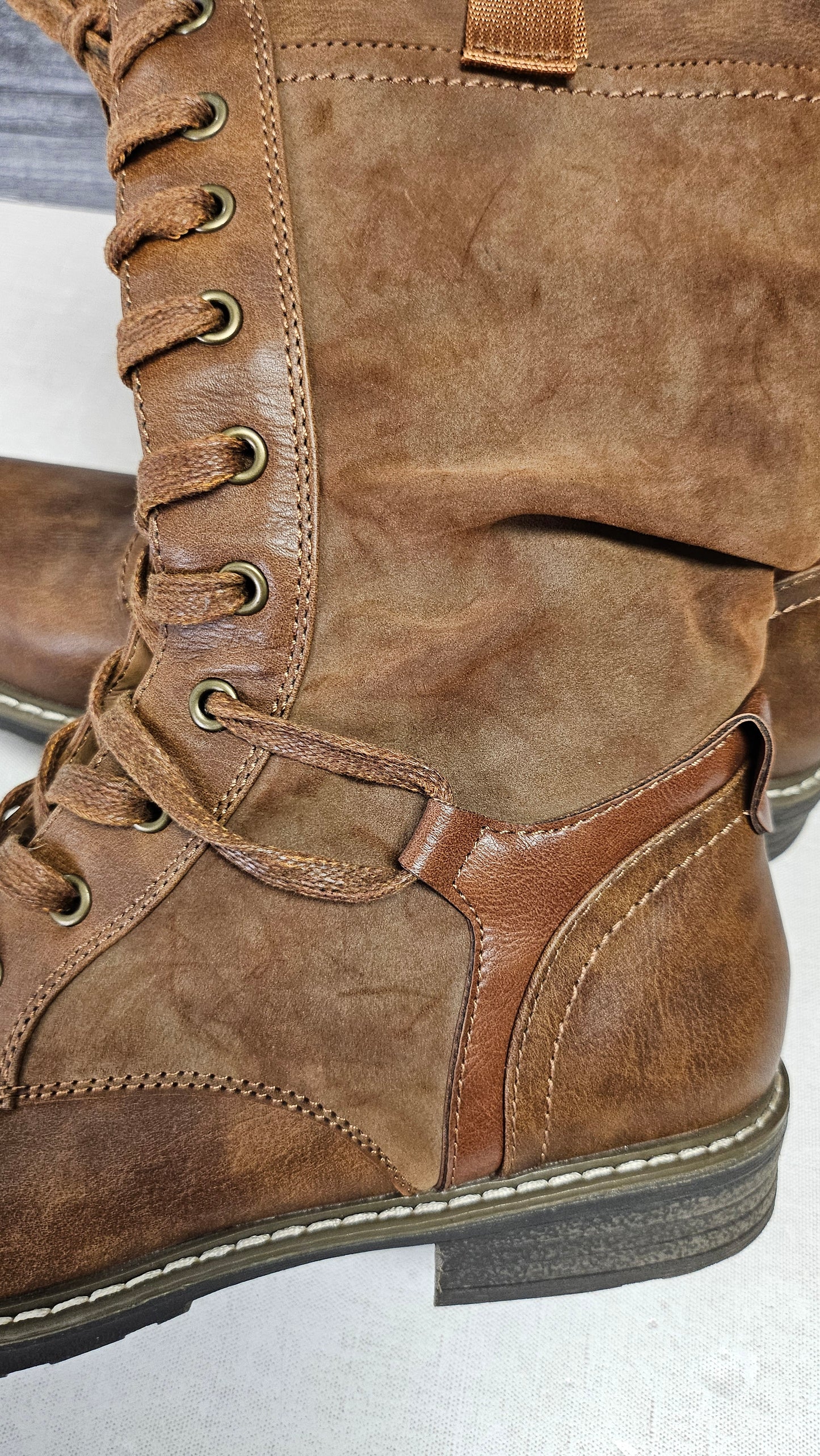 Maher Tan Long Lace Up Boot (40)