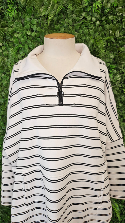 Betty Basics Stripe Zip Sweat Top (18)
