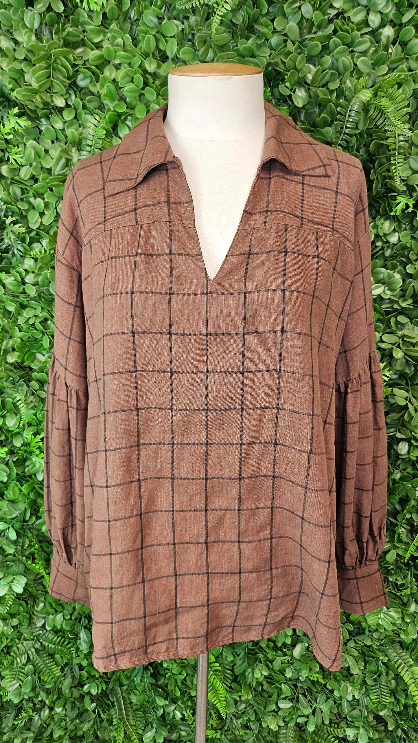 Zoe Kratzmann Chocolate Linen Smock Blouse (16)