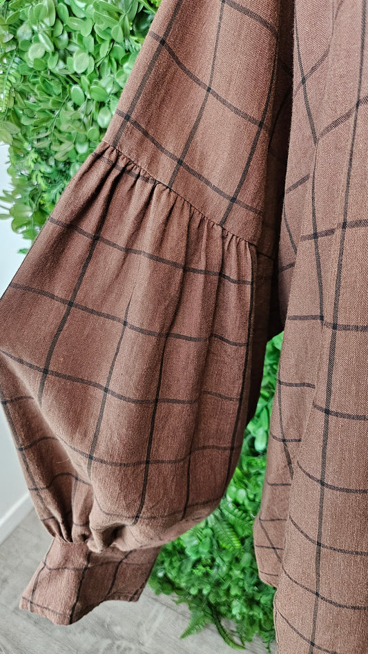 Zoe Kratzmann Chocolate Linen Smock Blouse (16)