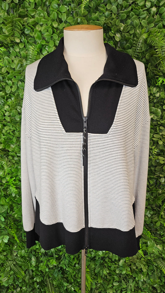 Foil Black/White Stripe Zip Up (12)