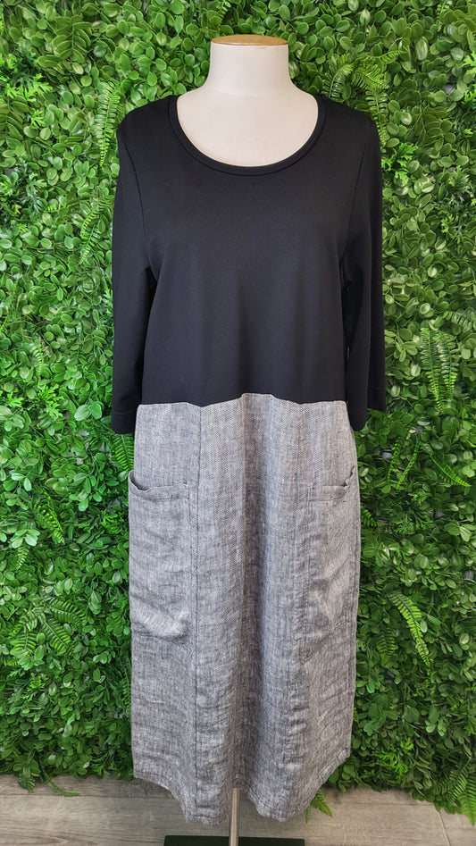 Jigsaw Black/Grey Contrast Dress (14)