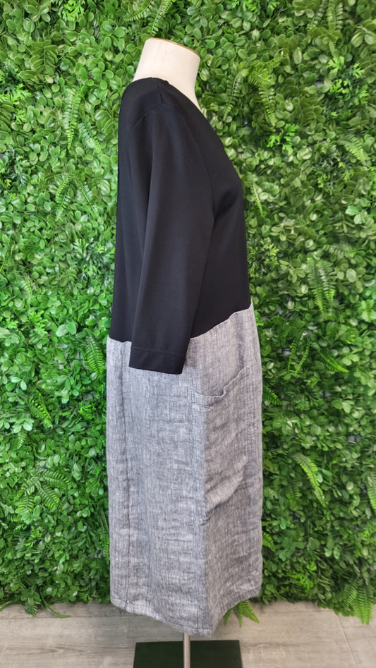 Jigsaw Black/Grey Contrast Dress (14)