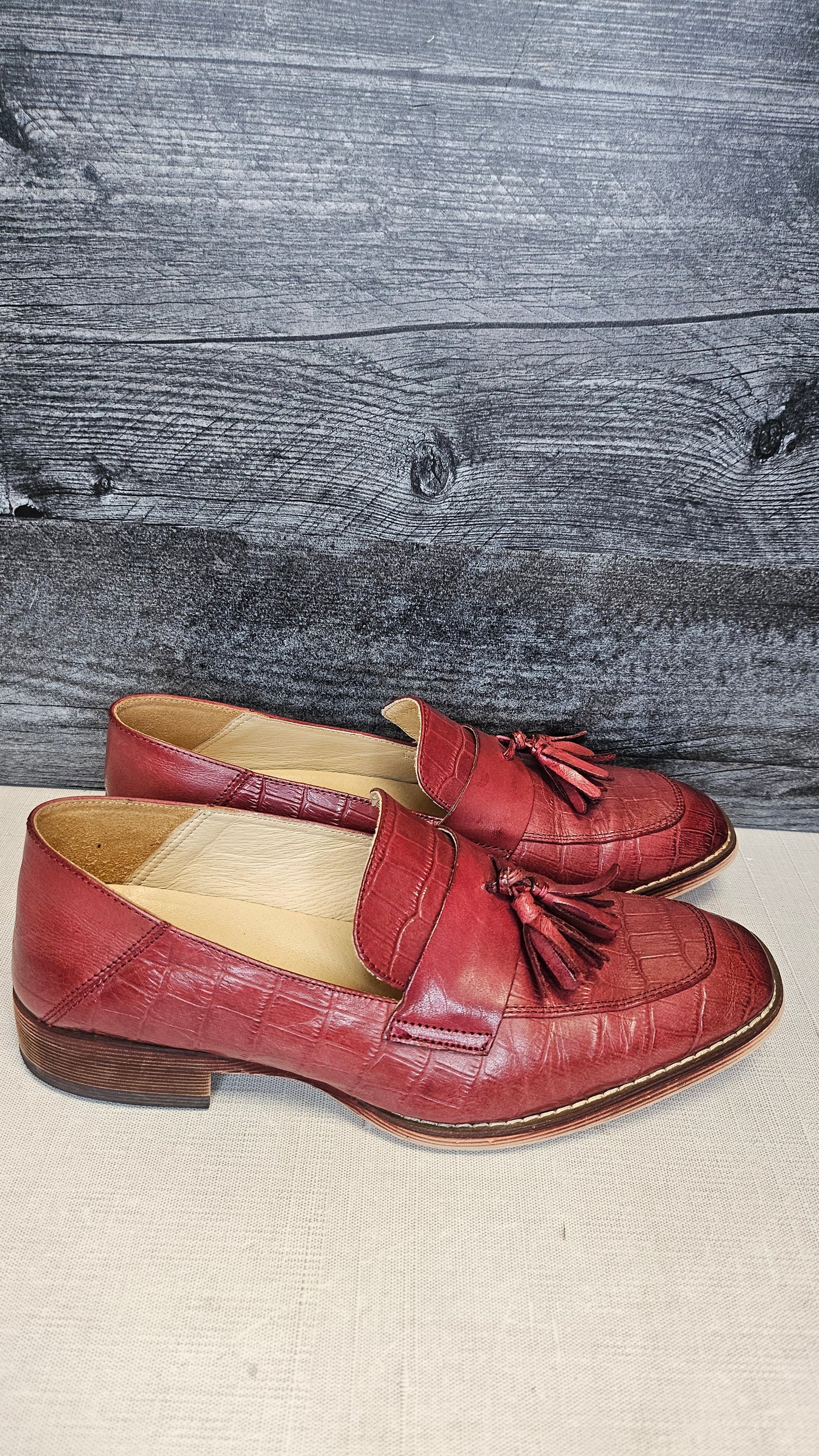 Beau Today Chestnut Rose Leather Loafers (7.5)