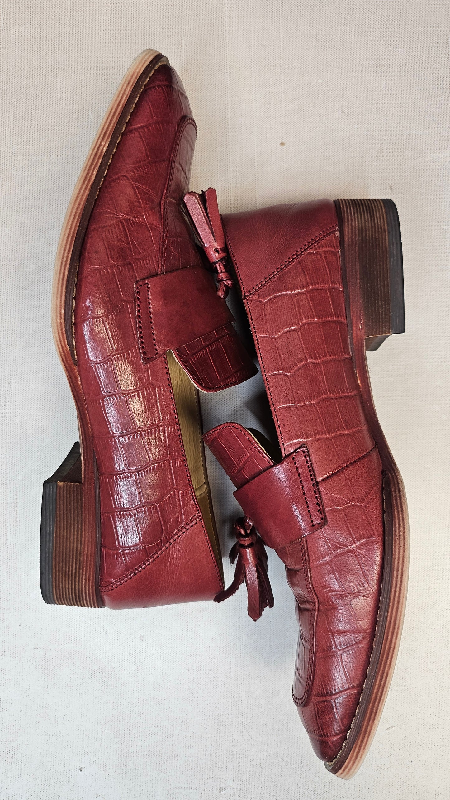 Beau Today Chestnut Rose Leather Loafers (7.5)