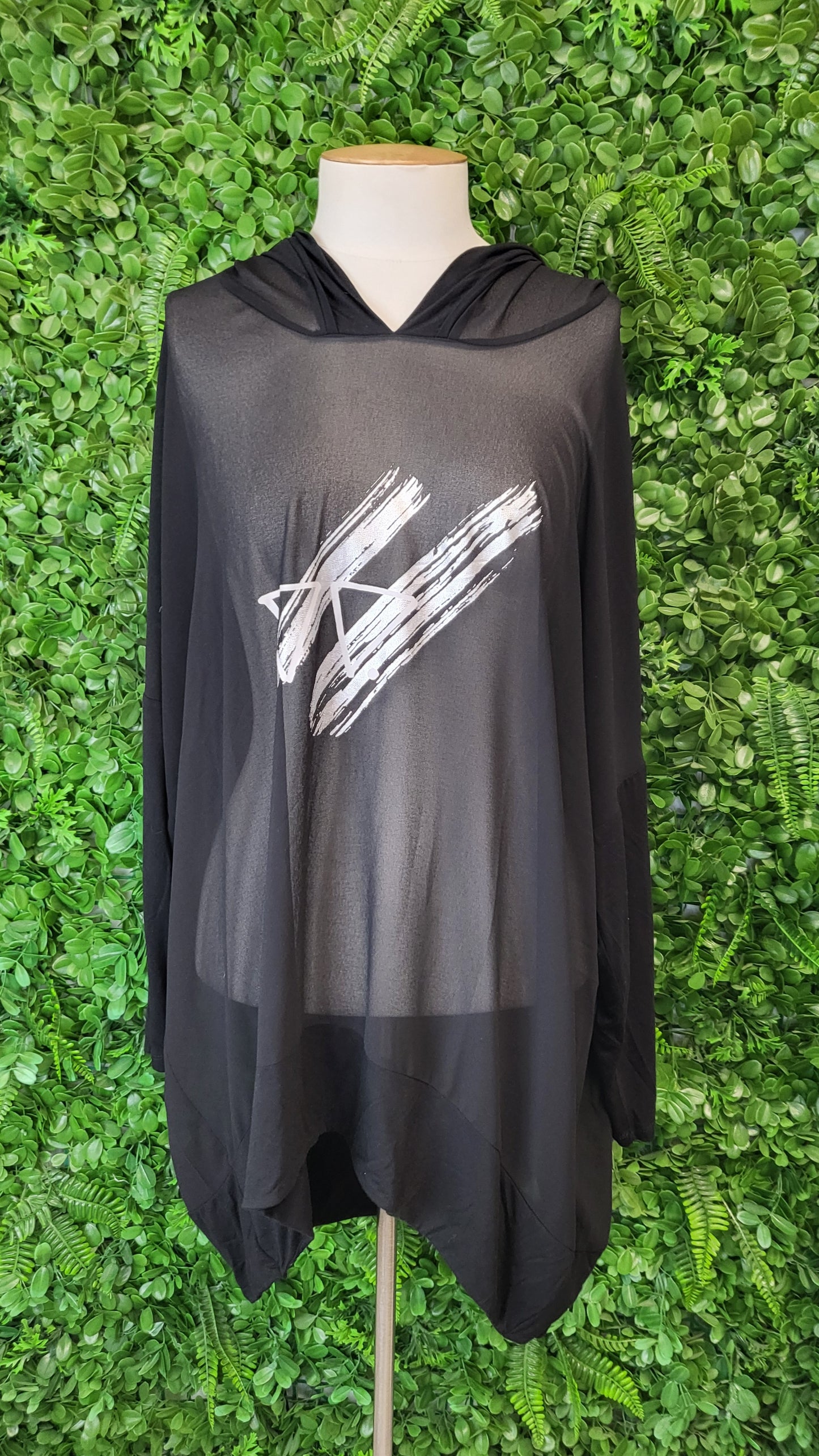Shine On Black Sheer Print Top (14)