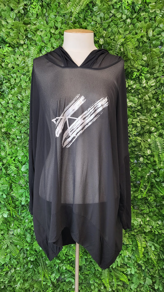 Shine On Black Sheer Print Top (14)