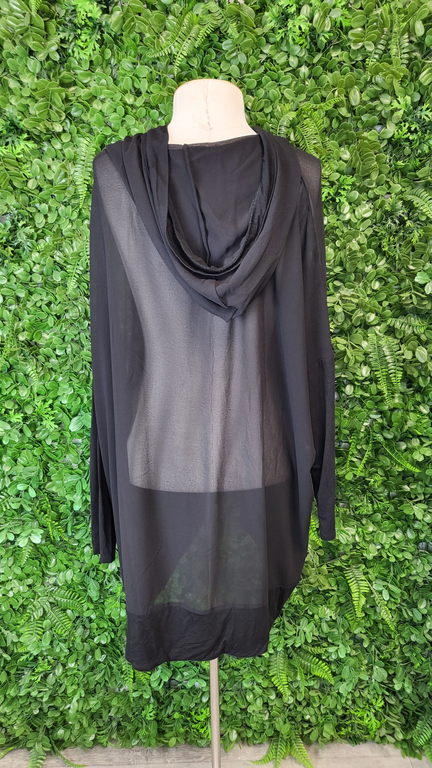 Shine On Black Sheer Print Top (14)