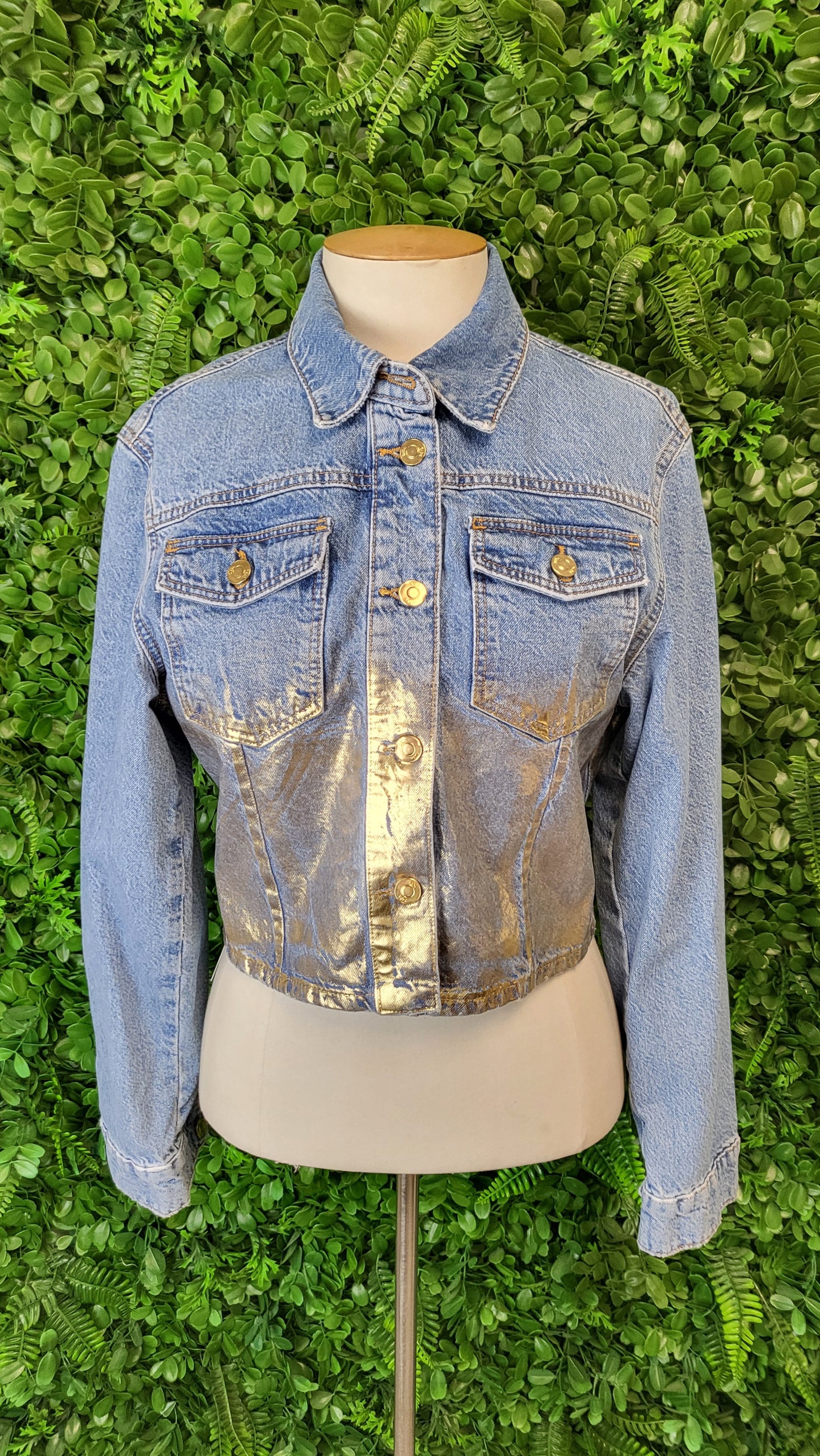 Zara Blue Foil Denim Jacket (10)