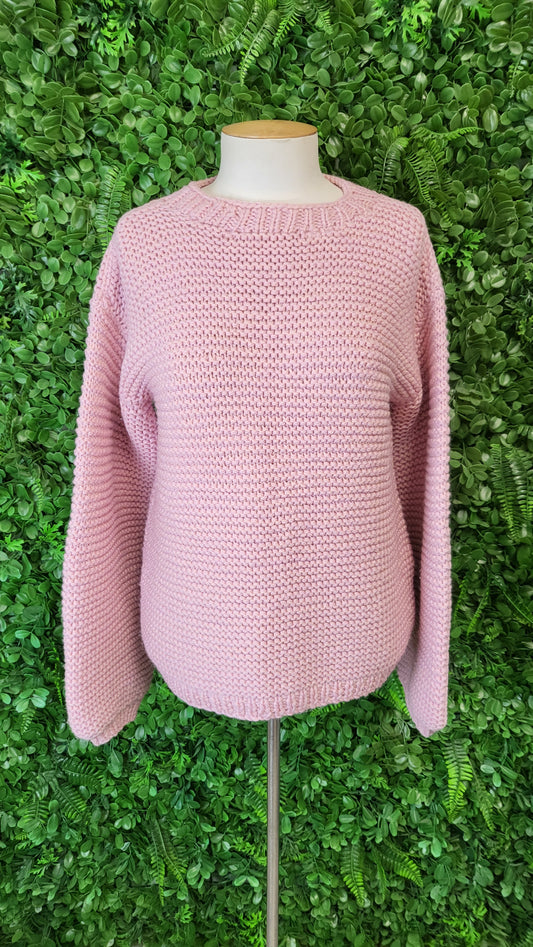 Handmade Pink Wool Knit Jumper (10-12)