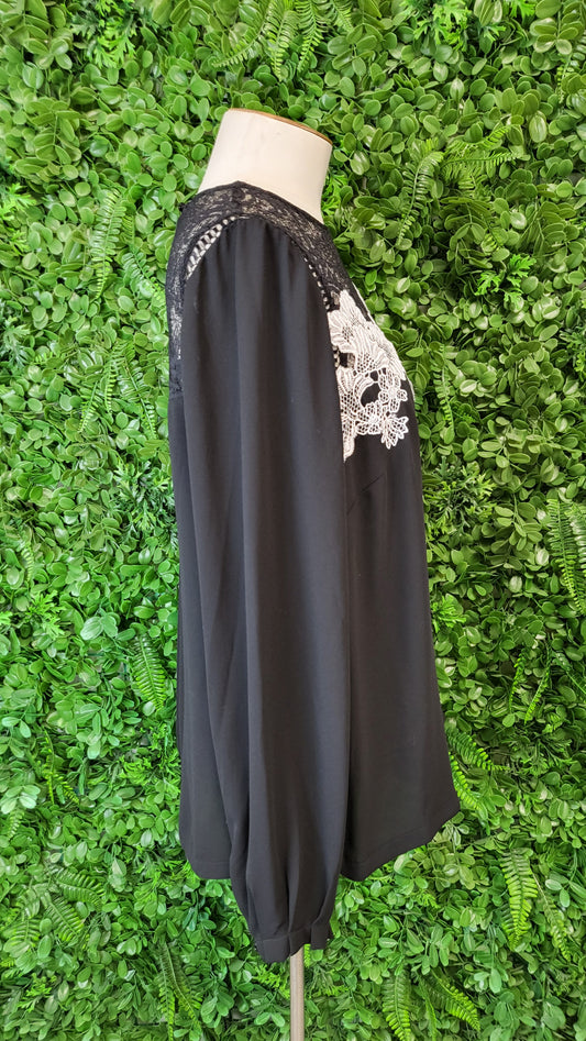 Karen Millen Black Lace Yoke Top (12)