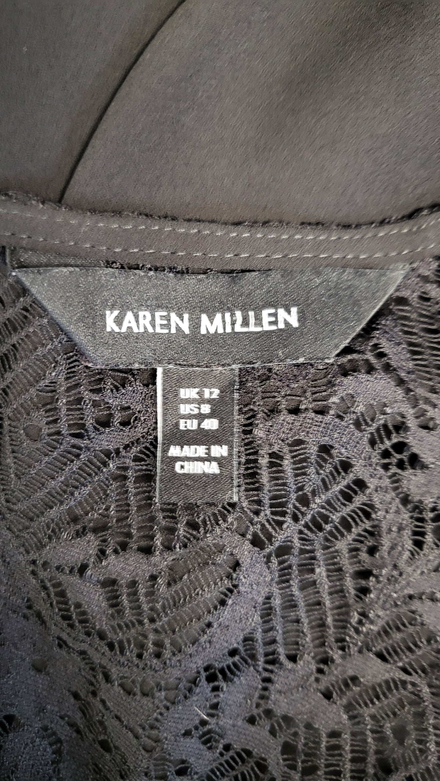 Karen Millen Black Lace Yoke Top (12)