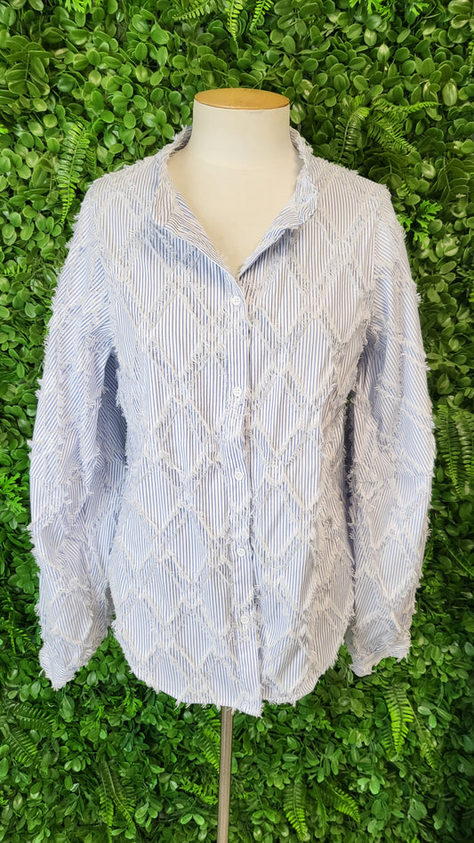 Drama The Label Blue/White Fringe Shirt (10)