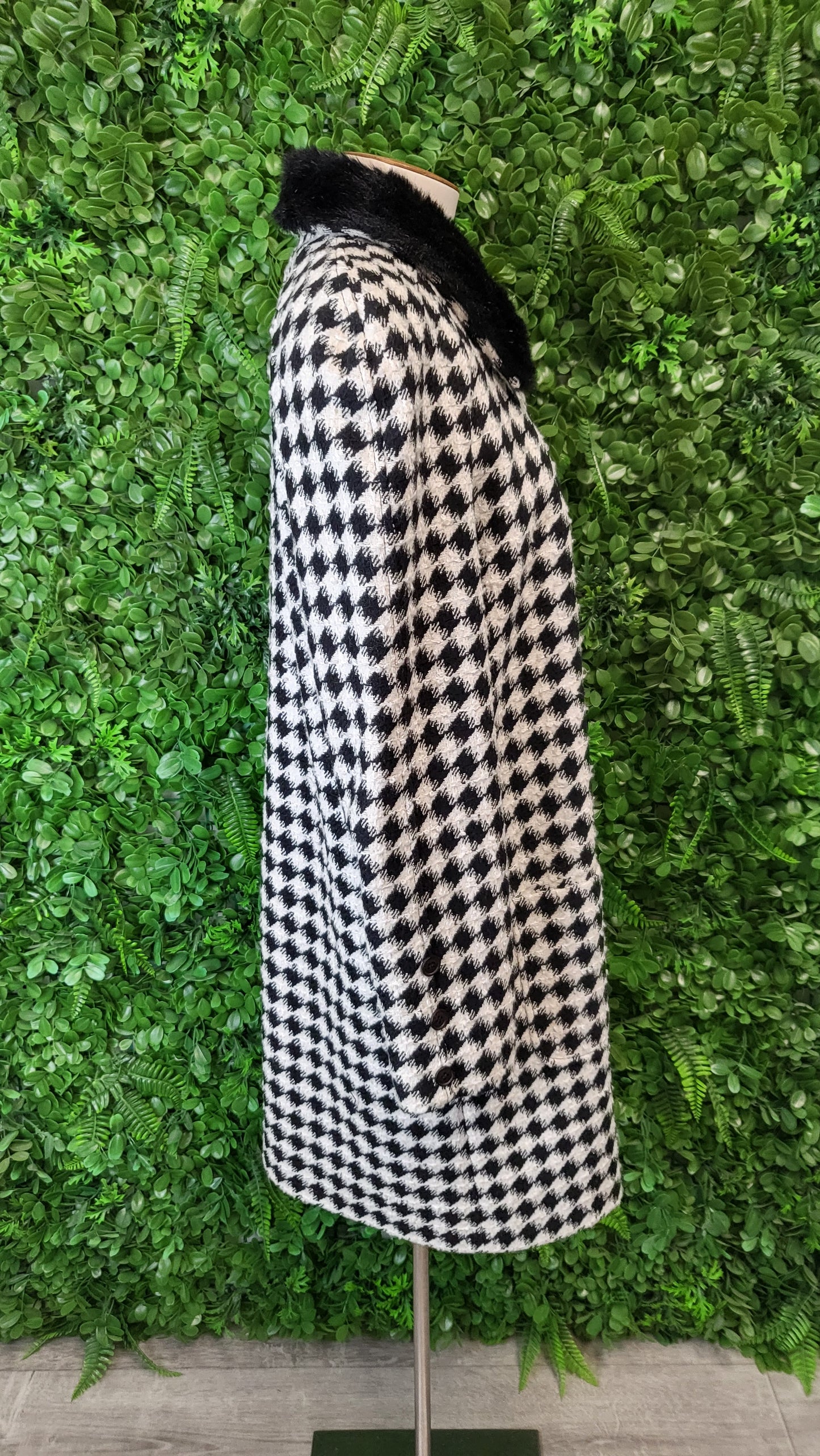L'officiel Black/Cream Houndstooth Coat (14)