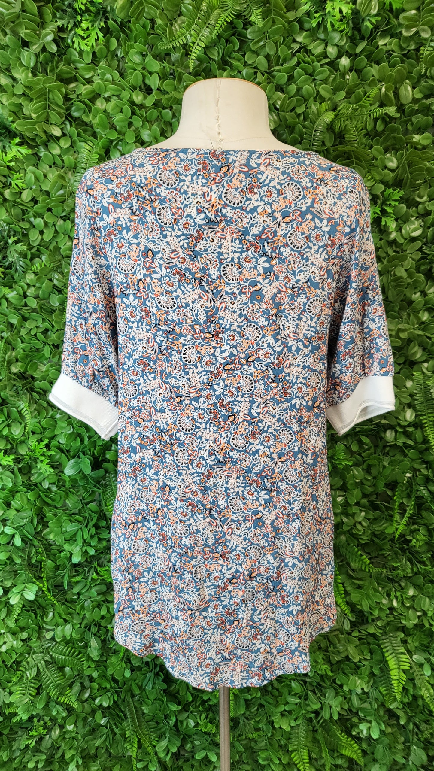 Zafina Teal Blue Print Top (8)
