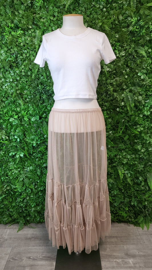 Silk Italia Coffee Tulle Layering Skirt BNWT (16)