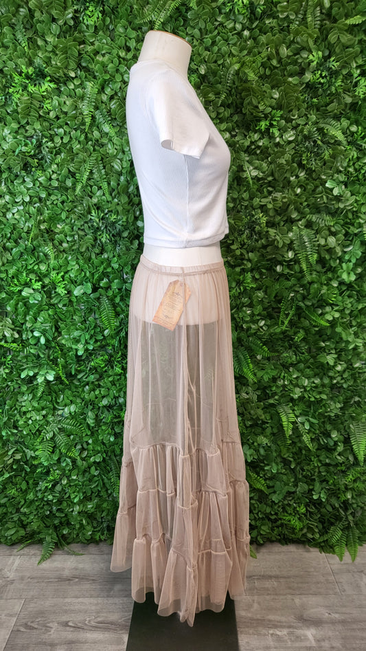 Silk Italia Coffee Tulle Layering Skirt BNWT (16)