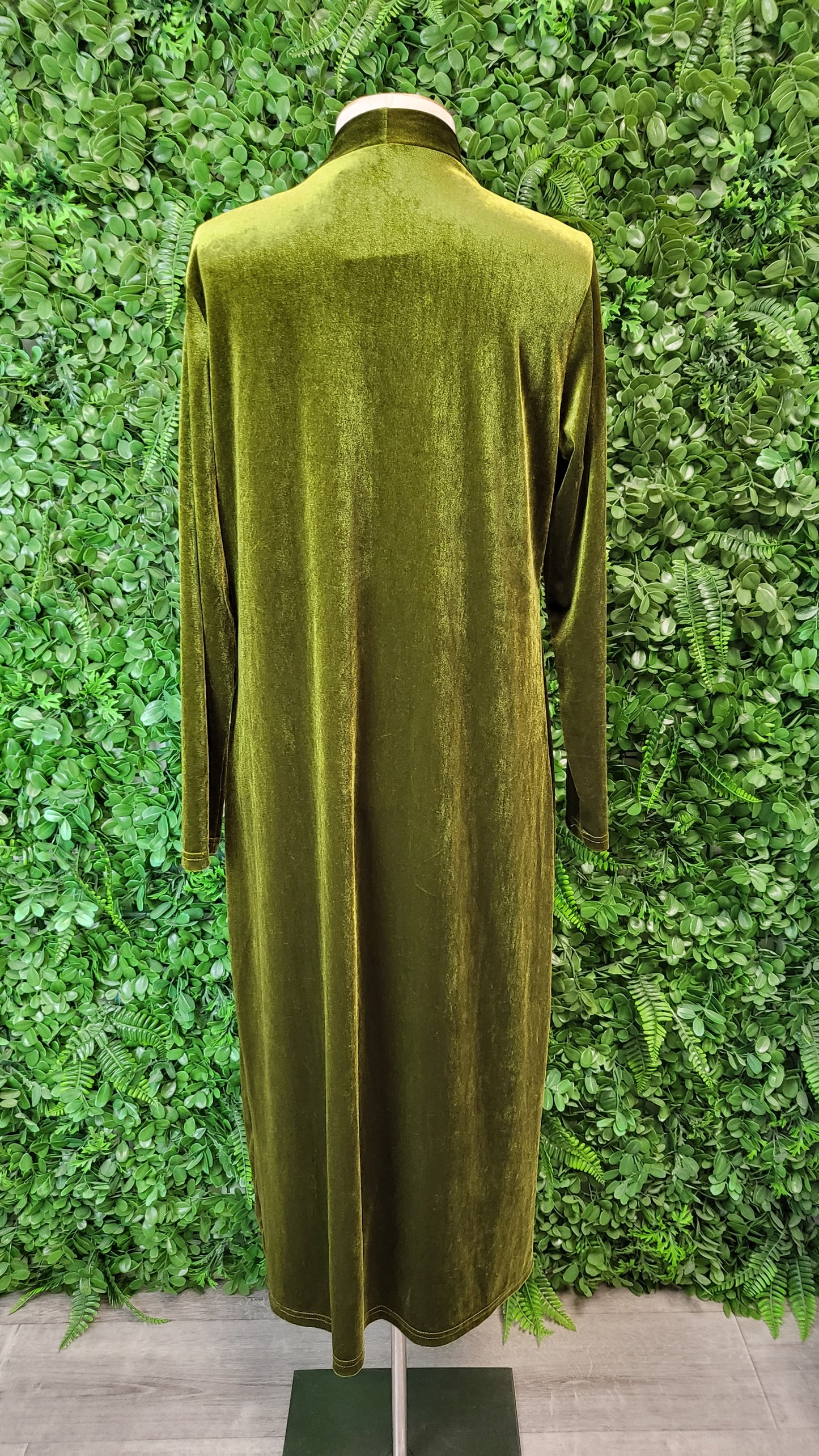 Max Green Velvet Duster Coat (12)