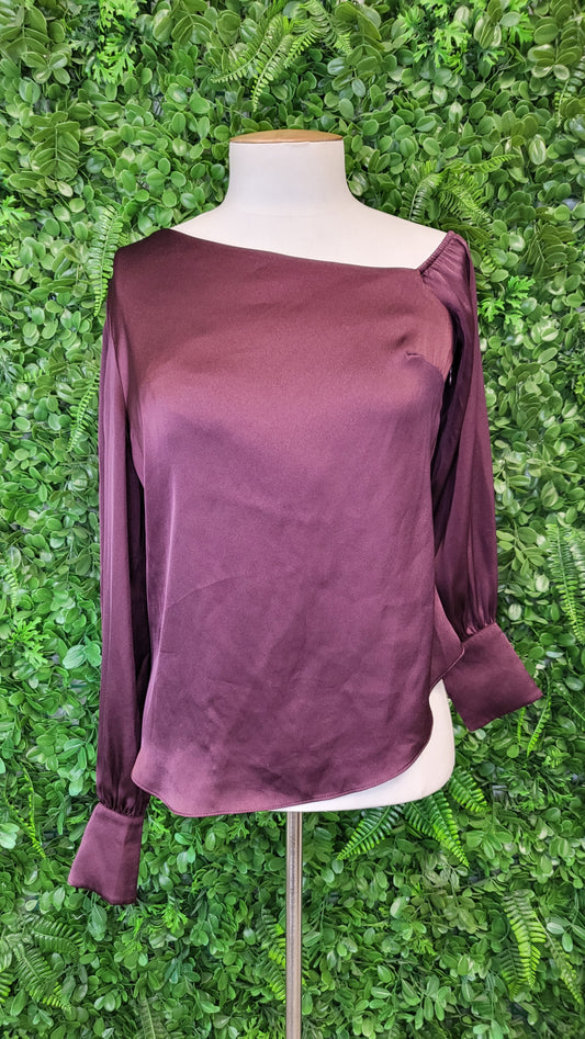 Forever New Burgundy Sateen Top (8)